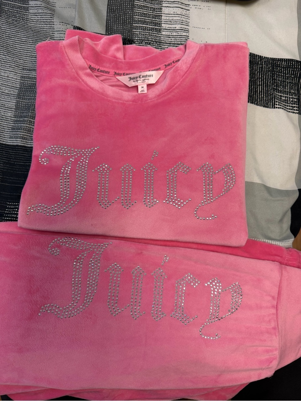 Juicy Couture Pink Velour Pajama Set with Rhinestone Logo